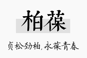 柏葆名字的寓意及含义