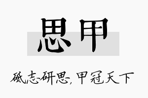 思甲名字的寓意及含义