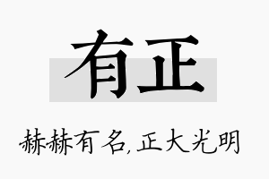 有正名字的寓意及含义