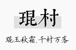 琨村名字的寓意及含义