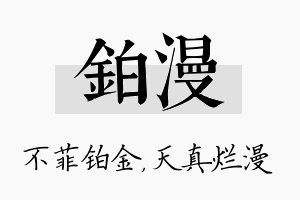 铂漫名字的寓意及含义