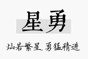 星勇名字的寓意及含义