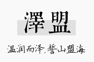 泽盟名字的寓意及含义