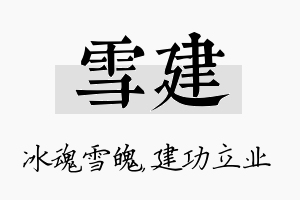 雪建名字的寓意及含义