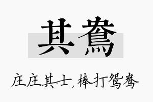 其鸯名字的寓意及含义