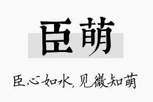 臣萌名字的寓意及含义