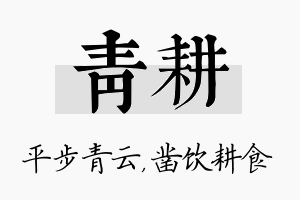 青耕名字的寓意及含义