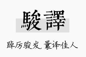 骏译名字的寓意及含义