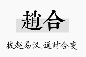 赵合名字的寓意及含义