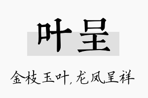 叶呈名字的寓意及含义