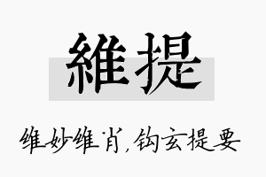 维提名字的寓意及含义