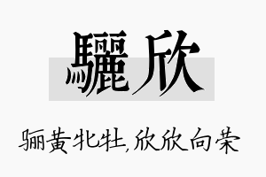 骊欣名字的寓意及含义