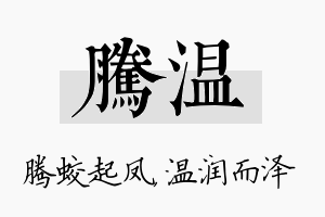 腾温名字的寓意及含义