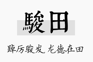 骏田名字的寓意及含义