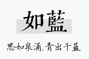 如蓝名字的寓意及含义