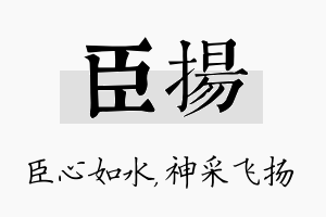 臣扬名字的寓意及含义