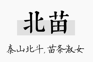 北苗名字的寓意及含义