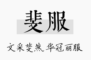 斐服名字的寓意及含义