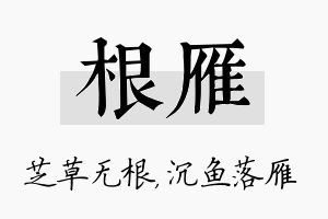 根雁名字的寓意及含义