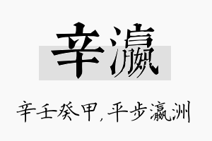 辛瀛名字的寓意及含义