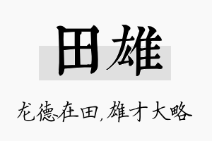 田雄名字的寓意及含义