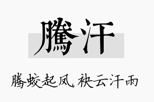 腾汗名字的寓意及含义