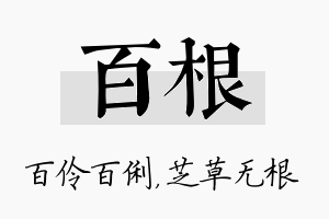 百根名字的寓意及含义