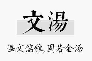 文汤名字的寓意及含义