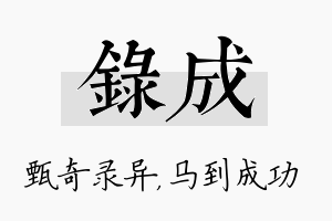 录成名字的寓意及含义