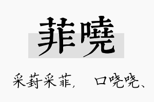 菲哓名字的寓意及含义