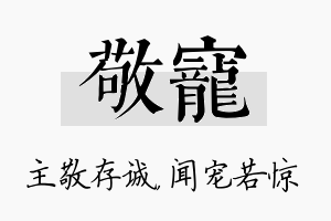 敬宠名字的寓意及含义