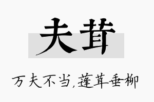 夫茸名字的寓意及含义