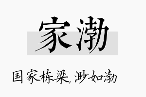 家渤名字的寓意及含义