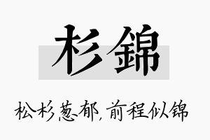 杉锦名字的寓意及含义