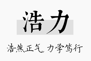 浩力名字的寓意及含义