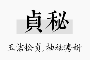 贞秘名字的寓意及含义