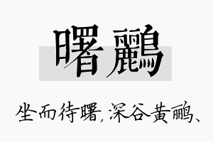 曙鹂名字的寓意及含义