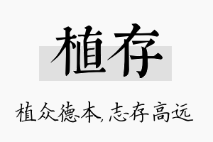 植存名字的寓意及含义