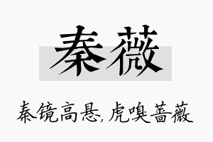 秦薇名字的寓意及含义