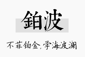 铂波名字的寓意及含义