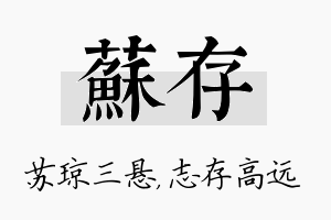 苏存名字的寓意及含义