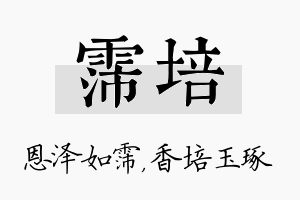 霈培名字的寓意及含义