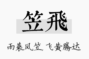 笠飞名字的寓意及含义