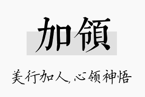 加领名字的寓意及含义