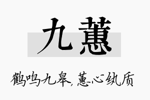 九蕙名字的寓意及含义