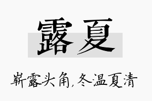 露夏名字的寓意及含义