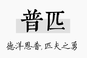 普匹名字的寓意及含义