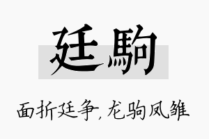 廷驹名字的寓意及含义