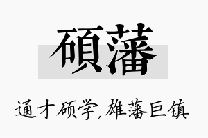 硕藩名字的寓意及含义