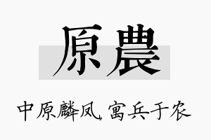 原农名字的寓意及含义